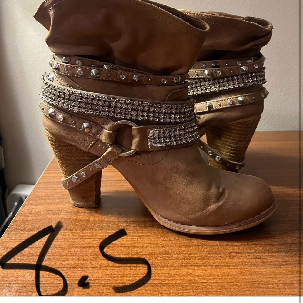Brown Studded Ankle Boots